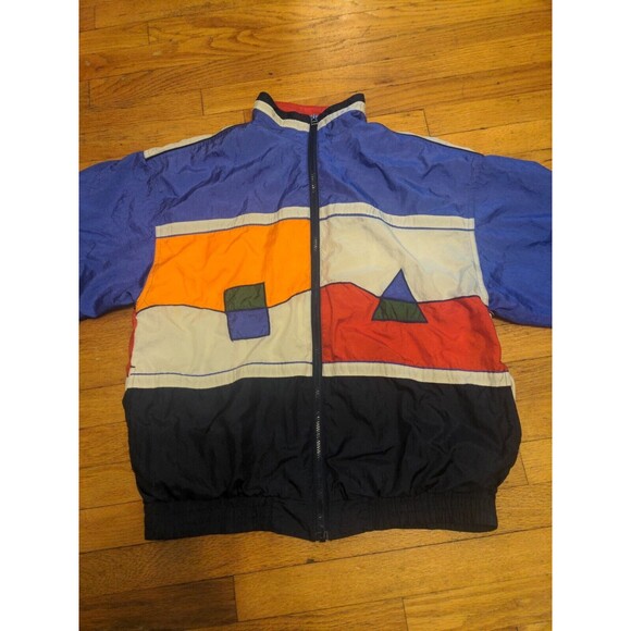 Vtg 80s 90s MacGregor Color Block Geometric Multicolor Windbreaker Track Jacket - Picture 3 of 9